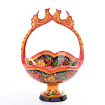 4033/20*31*22 Хохлома  КОНФЕТНИЦА Корзинка НА НОЖКЕ "ГОЛУБИ"  20*31*22