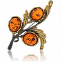 Брошь с янтарем "Веточка шиповника", фотография 2. Интернет-магазин ЛАВКА ПОДАРКОВ