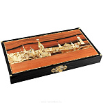 0021473/СИР Нардовая доска с фишками"Красная площадь" 64*60*8см Янтарь 