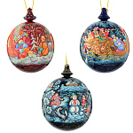 0048201/8см НБ Шары 3шт лаковая миниатюра Холуй"Новогодний"50,9 в футляре