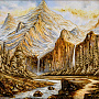 Картина янтарная "Пейзаж с водопадом" 60 х 80 см, фотография 2. Интернет-магазин ЛАВКА ПОДАРКОВ