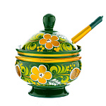 0020290/10*9см-ложка Хохлома СОЛОНКА С КРЫШКОЙ 10*9см в ассортименте