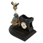 0036868  Набор письменный (со скульптурой и часами) "СЕВАСТОПОЛЬ" Дуб