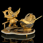 0015264/ФР агат "Златоуст ИКОРНИЦА "Дед с осетром" Золото,Агат, вП/У 