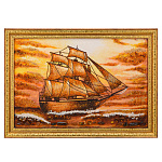 Картина янтарная "Корабль-парусник" 60х40 см