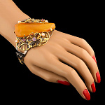 720051/фиан/14,25г  Серебро 925* КОЛЬЦО вст.Янтарь фианит