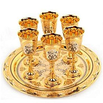 3699 Златоуст Набор "Винный" (блюдо, 6 бокалов, с чернением) 380