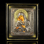 0020223/27*31,5см  Икона КИОТ "ОБМ "ВЛАДИМИРСКАЯ" серебрение, золочение