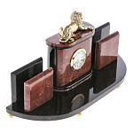 0072805 Нат.камень ВИЗИТНИЦА "ЛЕВ" настольная (креноид)