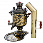 Самовар комбинированный латунный 5 л "Цветы". Форма Банка, фотография 1. Интернет-магазин ЛАВКА ПОДАРКОВ