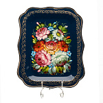 Поднос с авторской росписью "Цветы" 33х25 см