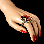 7200484/фиан 12,14г  Серебро 925* КОЛЬЦО вст.Янтарь-фианит р/п