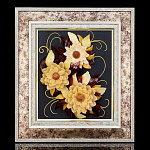 0055398-НП КАРТИНА ЯНТАРНАЯ "Лотосы" на бархате, паспарту 44,5*39,5см дв.багет пластик