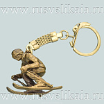 0027860 Бронза Сувенир БРЕЛОК "ЛЫЖНИК" 4см  