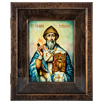 Икона с перламутром "Спиридон Тримифутский" в киоте 29х24 см