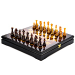 0068494/43*43*9см  Янтарь Шахматный ЛАРЕЦ с фигурами 00-00001437