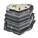 0028039 Нат.камень ШКАТУЛКА УГЛОВАЯ 2 ОТДЕЛЕНИЯ Змеевик 20*14*13см