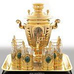 0020610 Златоуст НАБОР"Император.чаепитие":Самовар3л,Блюдо+6подстаканн.в П/У