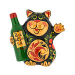 0068807 Хохлома Скульптура СИМВОЛ ГОДА 2023 "КОТ ВАЛЕРЬЯН" высы.ок.9см