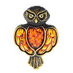 0045350/1780.4 Брошь Сова Стрелка (коньячный)