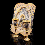 0013584 Златоуст НАБОР для водки "Свидание":поднос +2 рюмки