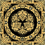 500029 Сувенирный платок "Златоустовская гравюра", 90*90, 70% шёлк 30% вискоза МД Нины Ручкиной