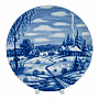 Тарелка сувенирная настенная "Зима в деревне". Гжель, фотография 3. Интернет-магазин ЛАВКА ПОДАРКОВ