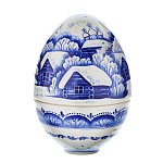 0013098 Гжель Яйцо пасхальное "Собор Василия Блаженного"  Авт.Черновы Л.и В