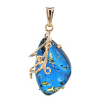 0068229/5,47г Серебро 925* ПОДВЕСКА вст.Янтарь/позолота