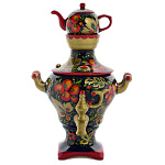 0029896-М  Хохлома Сувенир Шкатулка фарфоровая "САМОВАР" 13*19,5см (разная роспись)