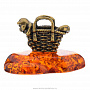 Статуэтка с янтарем "Кот в корзине", фотография 2. Интернет-магазин ЛАВКА ПОДАРКОВ