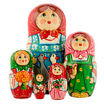 Матрешка "Девушка с гусями" 5 мест