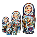 Матрешка "Гуляние. Зима" 5 мест