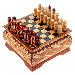 0063891 Нат.дерево ШАХМАТНЫЙ ЛАРЕЦ малый "РЕЗНОЙ" 18*18*9см 