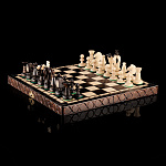 0066190-30,5см-№113  ШАХМАТЫ дорожные "Королевские" 30,5*30,5см h фигур 3-4см (дерево)