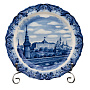 Тарелка декоративная "Кремлевская набережная". Гжель, фотография 3. Интернет-магазин ЛАВКА ПОДАРКОВ