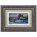 0070215 /45*35см  Картина "Зимний пейзаж. У околицы"в раме ПЕРЛАМУТР