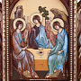 Икона деревянная "Троица" 75х65 см, фотография 4. Интернет-магазин ЛАВКА ПОДАРКОВ