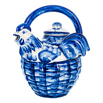 202691 Гжель ЧАЙНИК ПЕТУХ,в коб