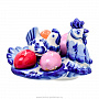 Пасхальница на 4 яйца "Курочка" с солонкой. Гжель, фотография 3. Интернет-магазин ЛАВКА ПОДАРКОВ