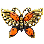 0051062/2201.4 Брошь Бабочка Бусинка (коньячный)