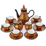 0010440 Хохлома Фарфор СЕРВИЗ кофейный НА 6 ПЕРСОН в ассортименте