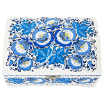 0076985/20*14см Хохлома Шкатулка-сундучок"ЦВЕТЫ голубые" на белом фон Р21/Р83