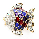 -8657 Традиции ФАБЕРЖЕ  Брошь "РЫБА"