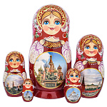 Матрешка "Храм Василия Блаженного" 5 мест