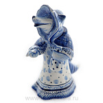 09366 Гжель Скульптура "Лиса  Алиса" выс.14см Авт.Черновы Л.и В