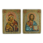 200461/15*20см  Венчальная пара икон "БМ Владимирская/Вседержитель" мор. дуб RTI-P27.m