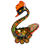 7939 /27*20см  Хохлома  Братина "Лебедь" с ковшиками