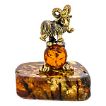 300657-Сувенир из Янтаря Знак Зодиака "ОВЕН"(бронза+янтарь)