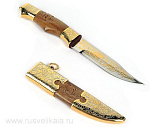 /335 Оружие сувенирное НОЖ подарочный туристический золоченый с рез.ручкой